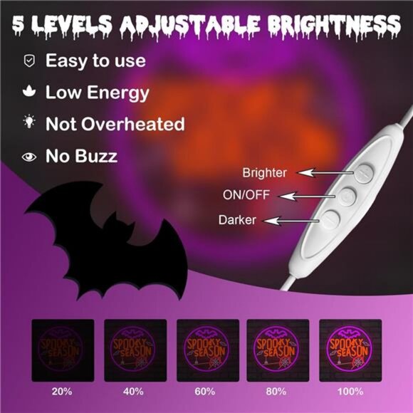 Spooky Season Neon Sign, LED Halloween Neon Light for Décor, Halloween Parties - Picture 7 of 8